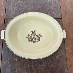 Pfaltzgraff Village 6-11 USA Oval Baking Dish‎ Casserole Tan Floral Stoneware
